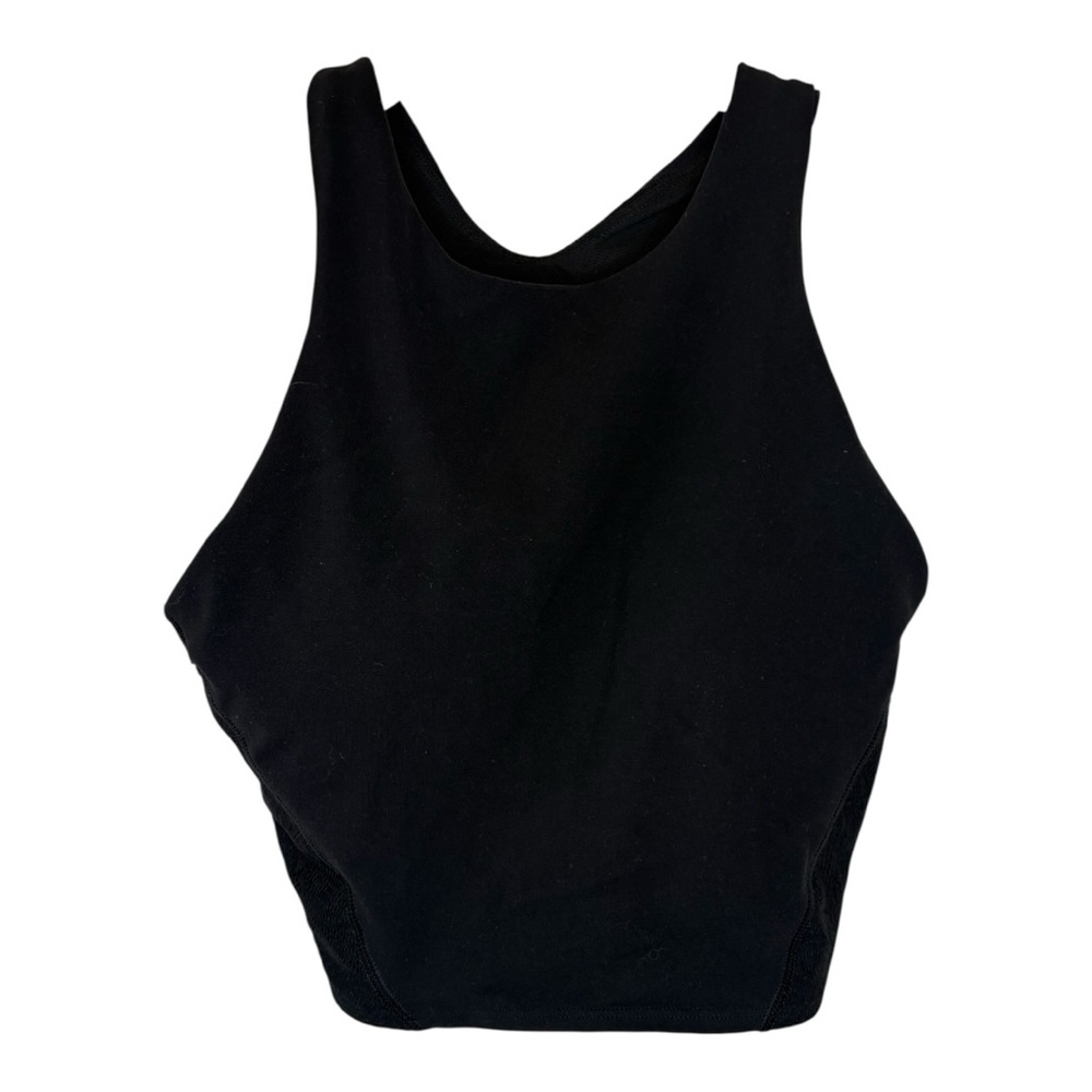 Athleta Black Lace Back Crop Tank Sports Bra Yoga Fitness Pilates Top XS